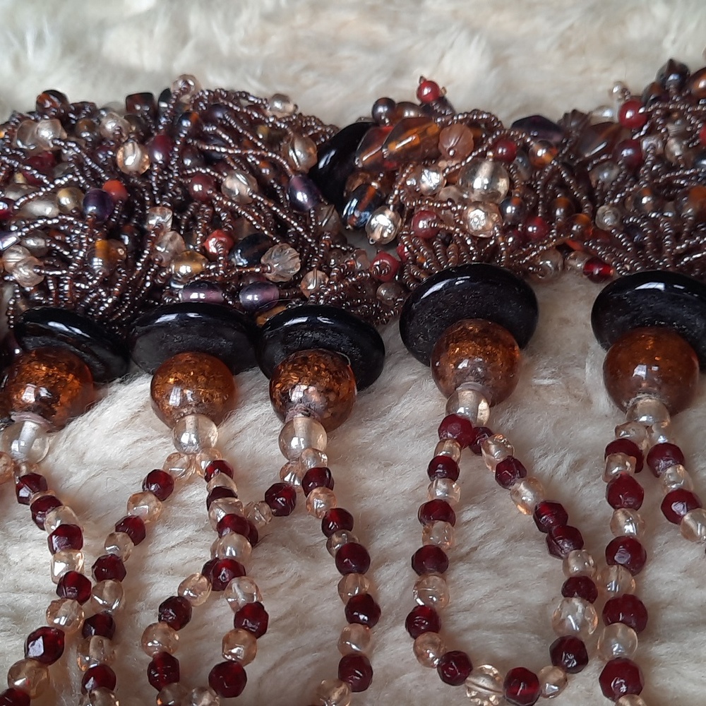 Set of 4 Bohemian-style Handmade Glass Beaded Tassels - Picture 5 of 5
